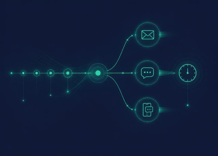 Sequence Orchestrator — 3–7 touch smart sequences, optimal send-time, channel switching (Email → LinkedIn → WhatsApp), auto-pause on reply.